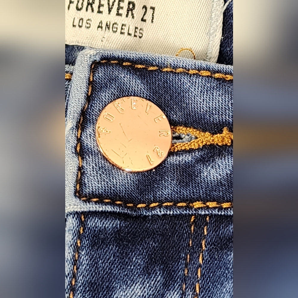 FOREVER 21 WOMEN'S CROP JEGGINGS SIZE 24, BLUE - Picture 4 of 13